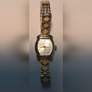 L. A. Express Quartz LAX5186 Gold‑Tone Jeweled Bracelet Watch